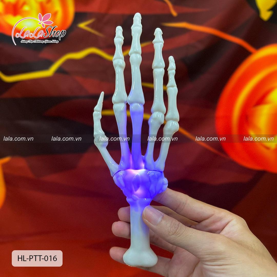 Xương bàn tay trắng toát có đèn Phụ kiện trang trí Halloween 016