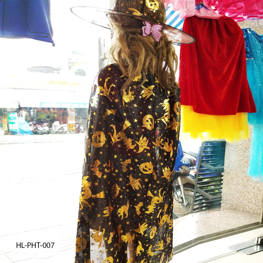 Phụ Kiện Hóa Trang Halloween Áo Choàng Họa Tiết Bí Ngô Và Phủ Thủy