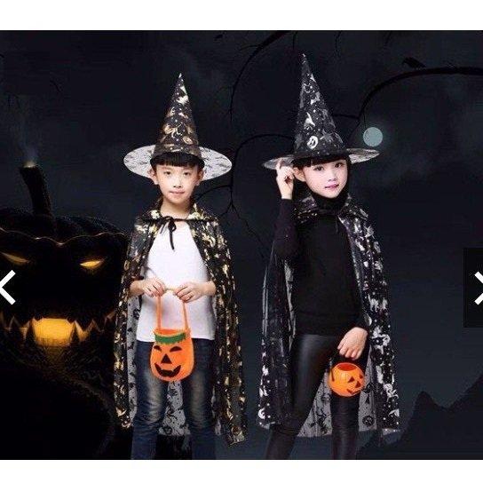 Phụ Kiện Hóa Trang Halloween Áo Choàng Họa Tiết Bí Ngô Và Phủ Thủy không kèm nón