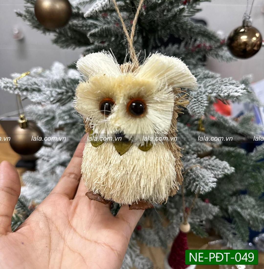 Chim cú rơm giáng sinh treo cây thông trang trí noel 049