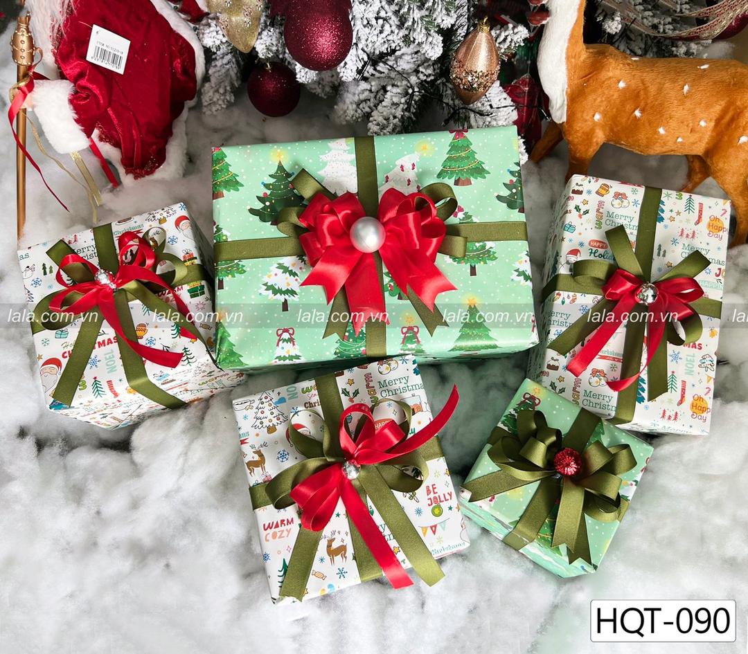 Set 5 hộp quà giáng sinh trang trí cây thông noel làm quà tặng - Mẫu 090