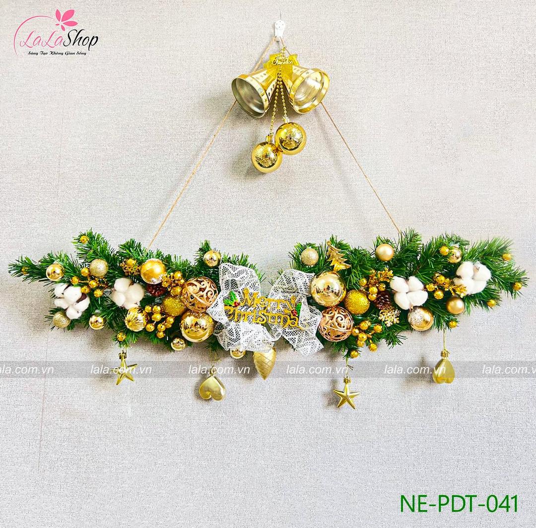 Dây thông 1m full phụ kiện cao cấp treo trang trí noel mẫu 041 - Tặng kèm đèn LED