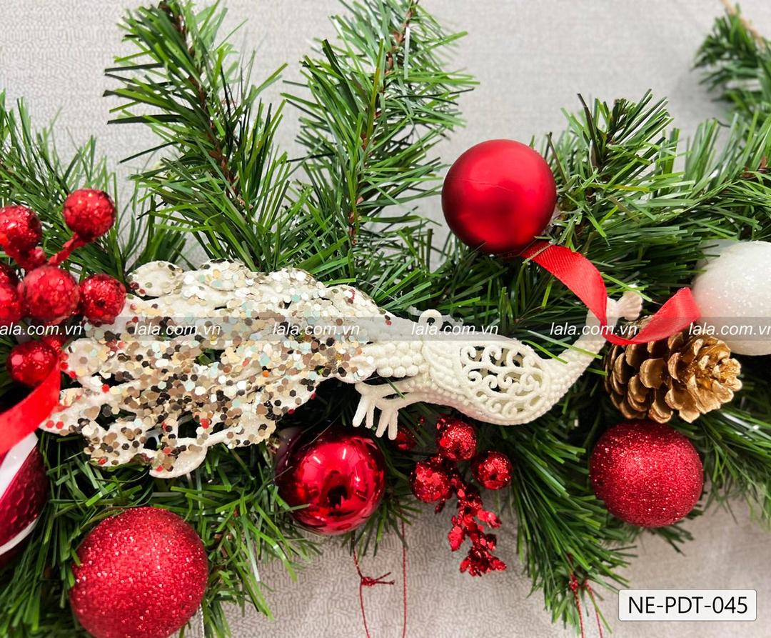 Dây thông 1m full phụ kiện cao cấp treo trang trí noel mẫu 045 - Tặng kèm đèn LED