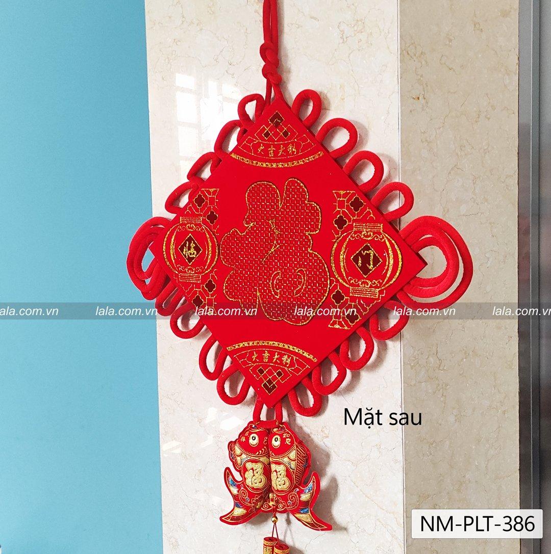Liễn cá chép nhung đỏ 1m4 chữ phúc vàng lớn trang trí tết mẫu 386