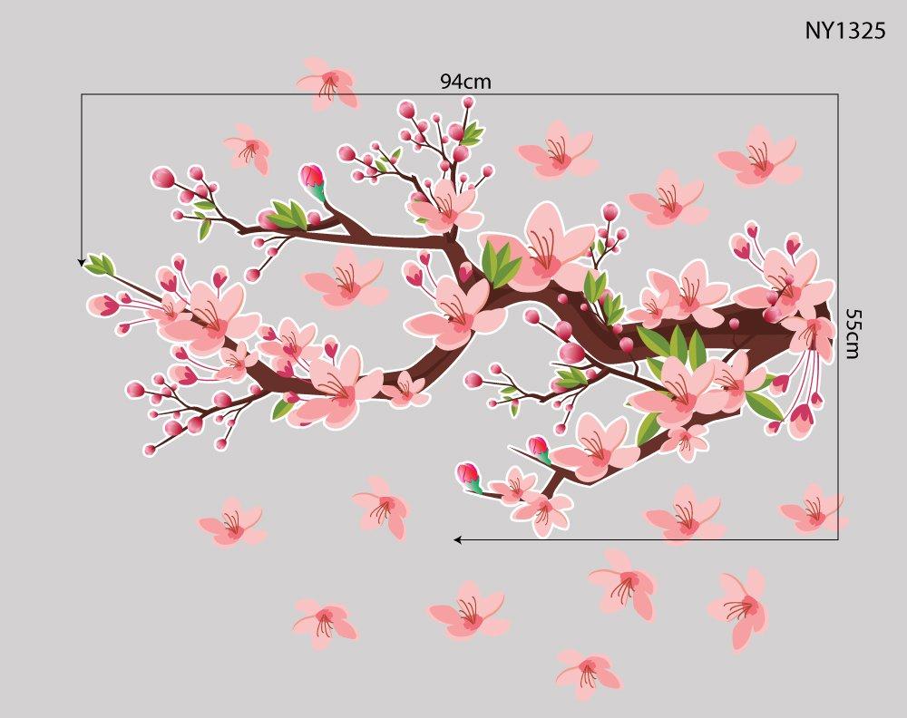 Decal Trang Trí Tết Cành Đảo Hồng Khoe Sắc Đón Xuân Mẫu 2