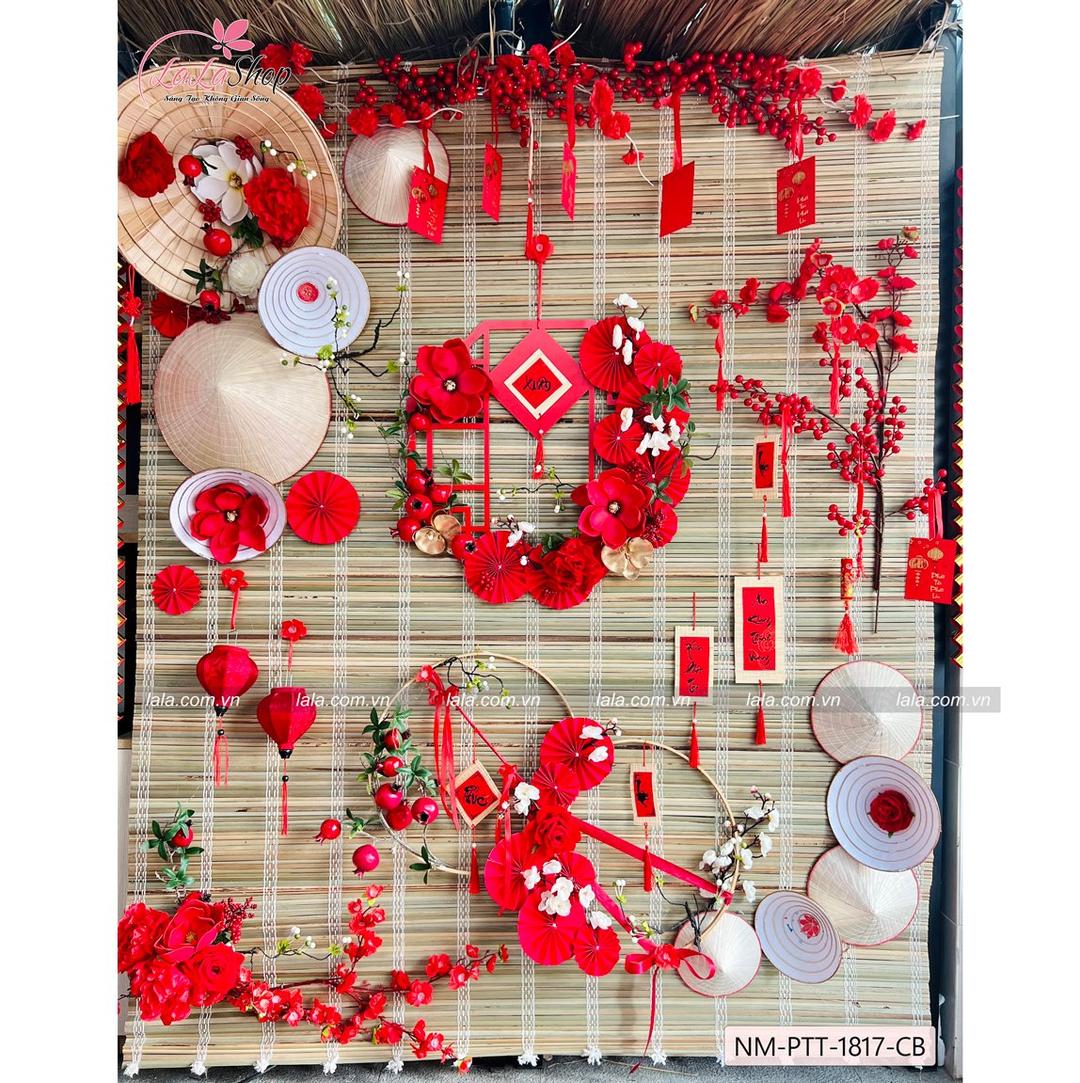 Bộ mành tre lớn full phụ kiện trang trí tiểu cảnh tết mẫu 17