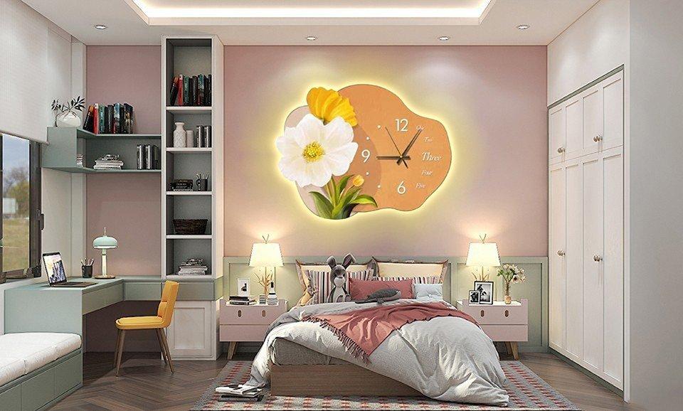 Tranh đồng hồ tráng gương treo tường phòng khách đẹp nhất tại Lala mẫu 1