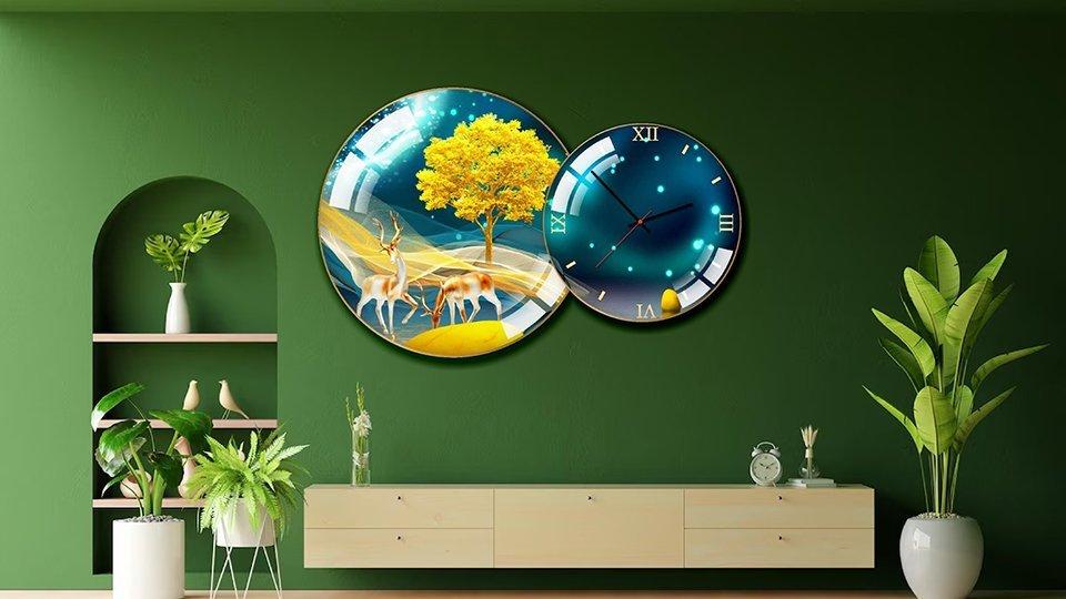 Tranh đồng hồ tráng gương treo tường phòng khách đẹp nhất tại Lala mẫu 6