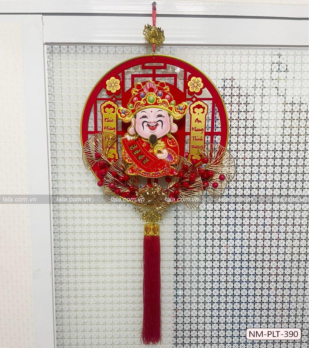 Liễn 40cm nhung đỏ thần tài đến tài lộc dồi dào treo cửa trang trí tết 390