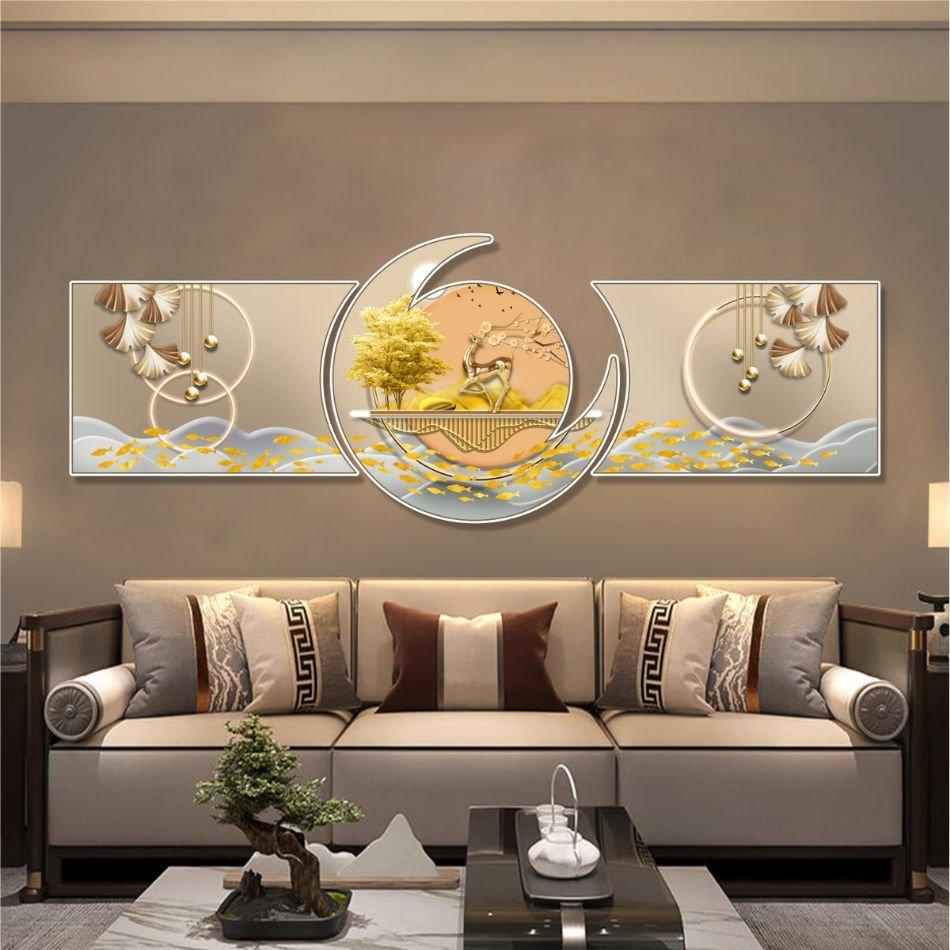 Tranh treo tường phòng khách trang trí nghệ thuật hiện đại mẫu 068