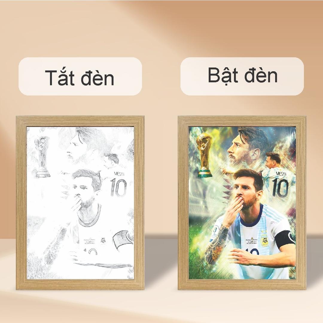 Tranh Đèn Led 3D Đổi Màu 3 Chế Độ Cầu Thủ Bóng Đá Lionel Messi