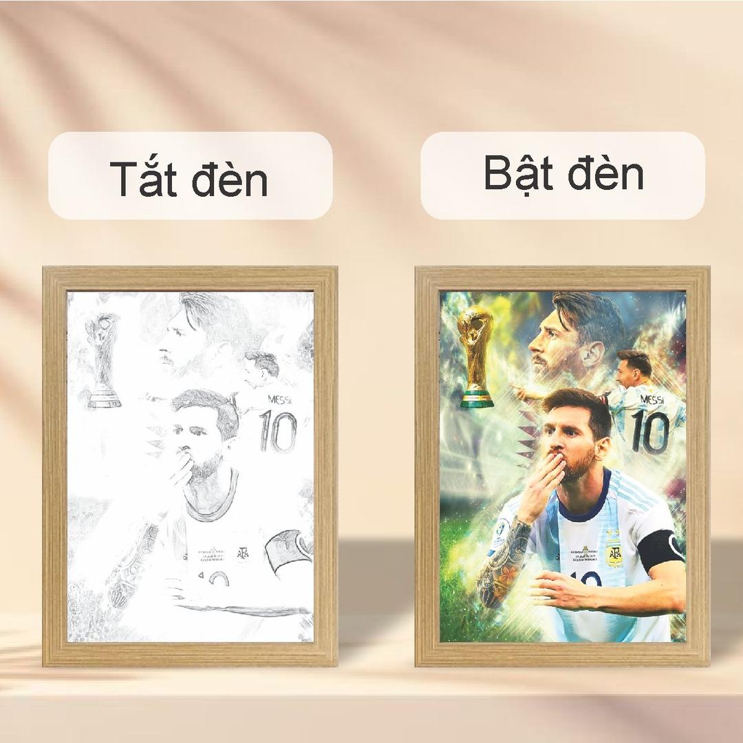 Tranh Đèn Led 3D Đổi Màu 3 Chế Độ Cầu Thủ Bóng Đá Lionel Messi
