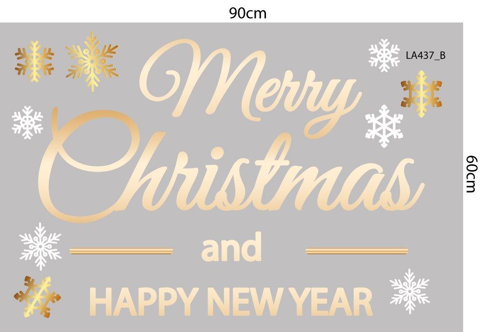 Combo Decal Trang Trí Noel Merry Christmas And Happy New Year 2025 và quả cầu may mắn