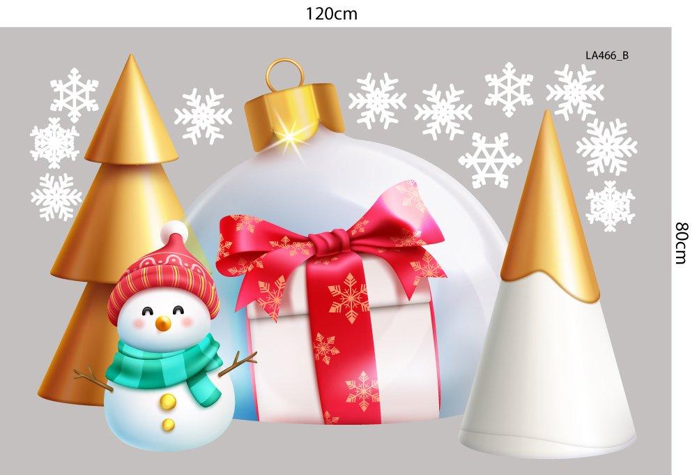 Combo Decal Trang Trí Noel Thành Phố Tuyết Trắng Và Người Tuyết Vui Nhộn