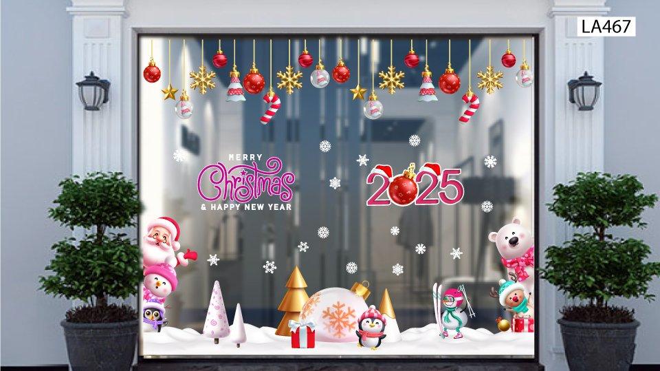 Combo Decal Trang Trí Noel Ông Già Noel, Gấu Trắng Và Những Người Bạn