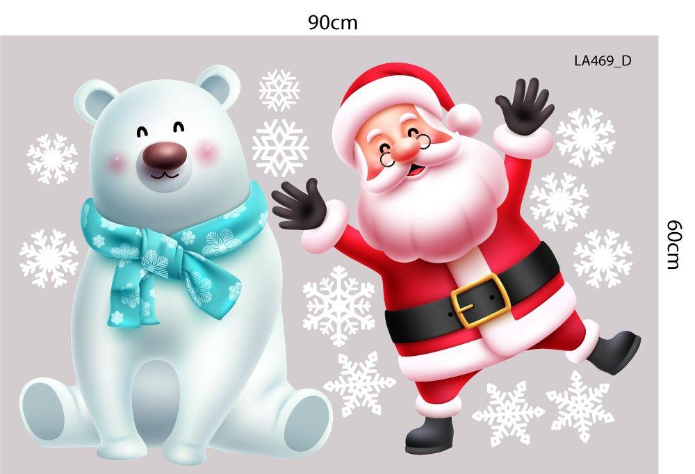 Combo Decal Trang Trí Noel Merry Chistmas Gấu Trắng Và Ông Già Noel Vui Nhộn