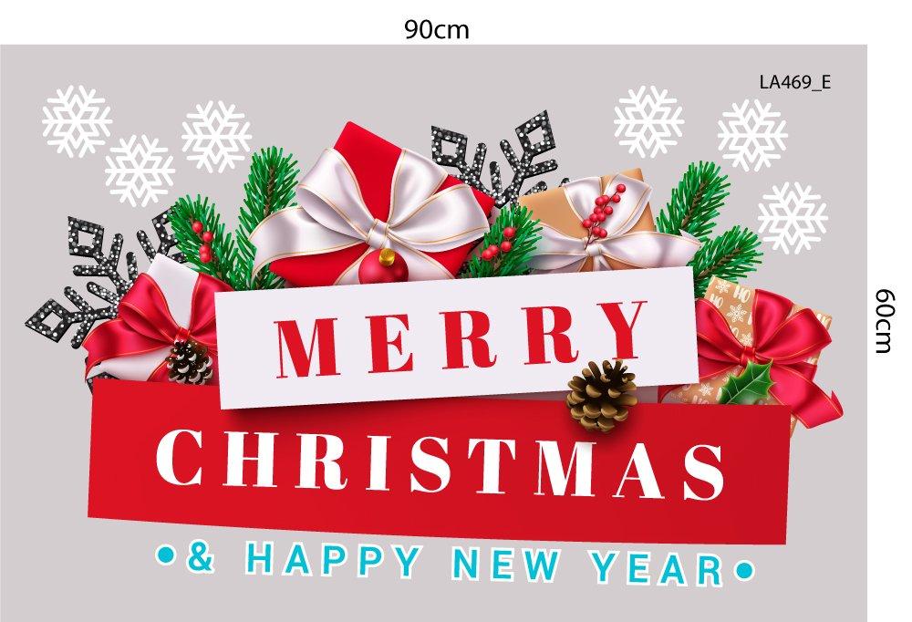 Combo Decal Trang Trí Noel Merry Chistmas Gấu Trắng Và Ông Già Noel Vui Nhộn