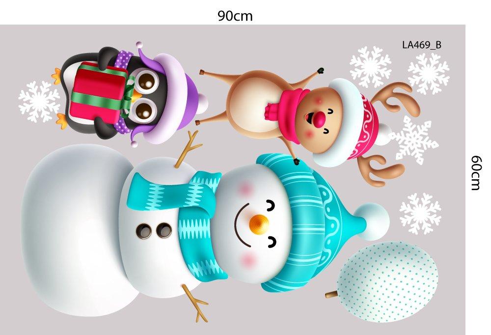 Combo Decal Trang Trí Noel Merry Chistmas Gấu Trắng Và Ông Già Noel Vui Nhộn