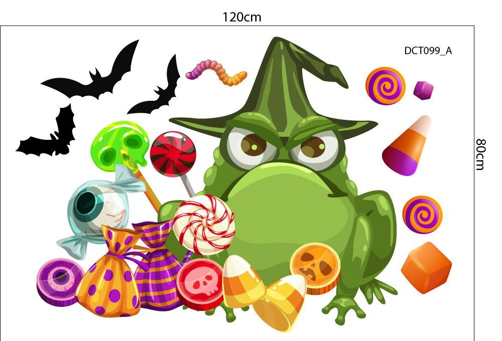 Combo Decal Trang Trí Halloween Bí Ngô Và Ếch Xanh Phát Kẹo