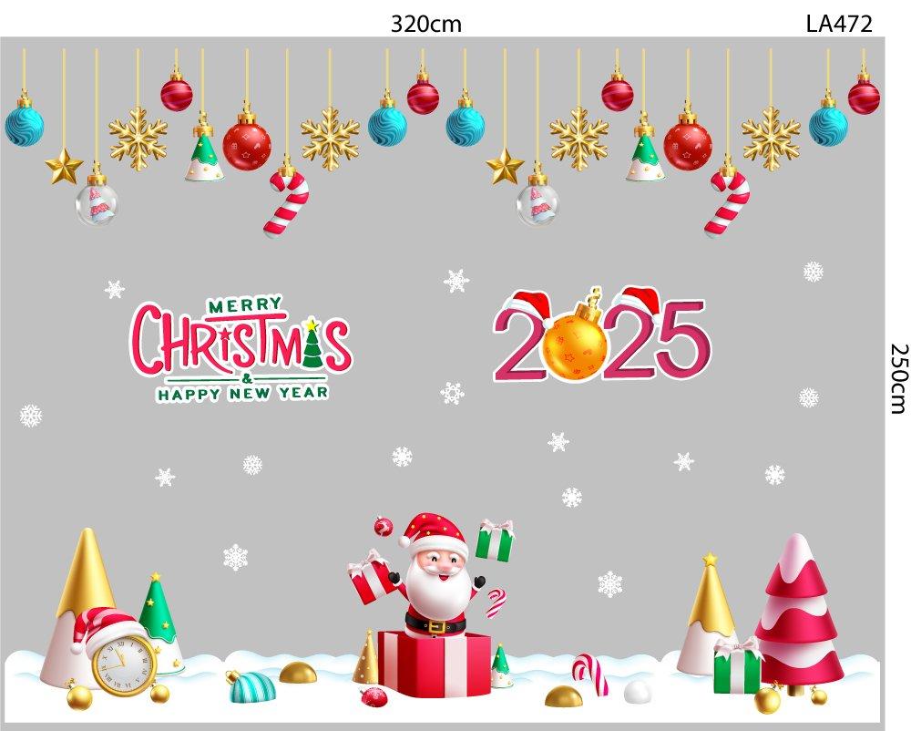 Combo Decal Trang Trí Noel Merry Chistmas Ông Già Noel Và Những Hộp Quà Xinh Xắn