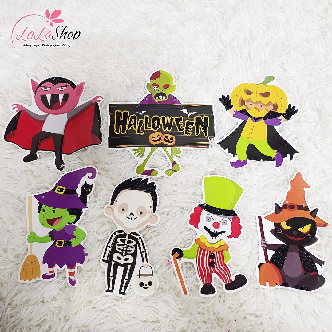 Đồ treo trang trí Halloween Set Dây Treo 7 Hình Bá Tước Dracula Và Xác Sống Vui Nhộn