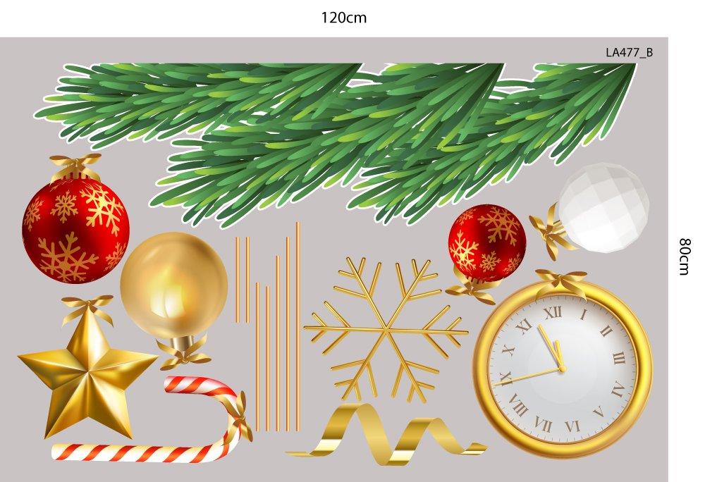 Combo Decal Trang Trí Noel Merry Chistmas Tuần Lộc Vàng Và Hộp Quà Giáng Sinh