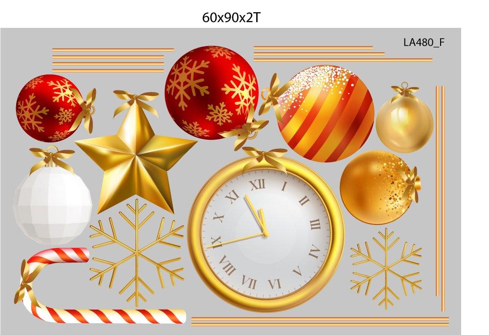 Combo Decal Trang Trí Noel Merry Chistmas Đôi Tuần Lộc Vàng Và Kẹo Giáng Sinh