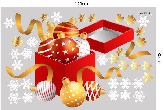 Combo Decal Trang Trí Noel Hộp Quà Quả Châu Lấp Lánh Và Ông Già Noel