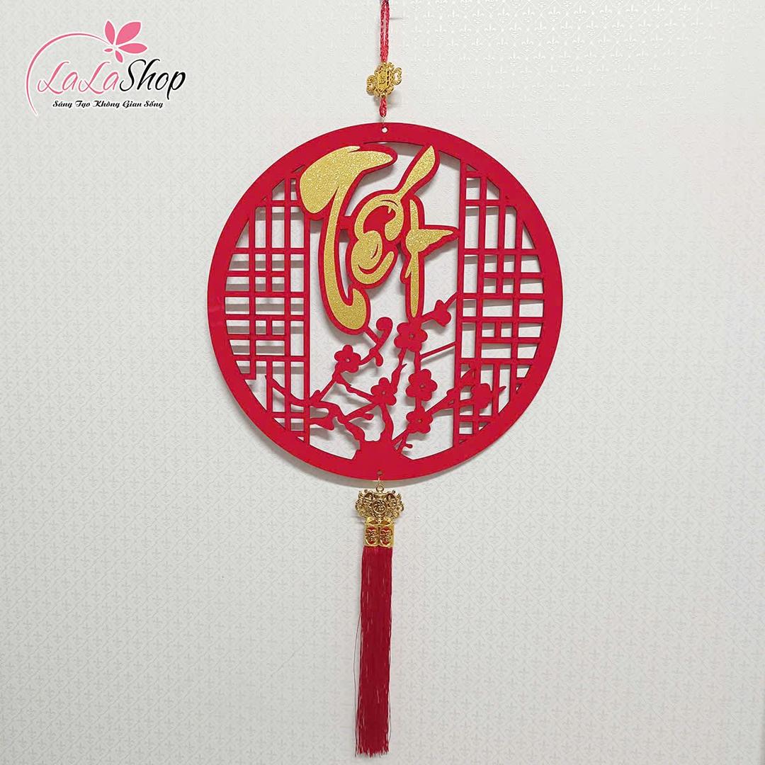 Liễn 40cm nhung đỏ nhiều chữ phúc, lộc, thọ, tết treo cửa trang trí tết