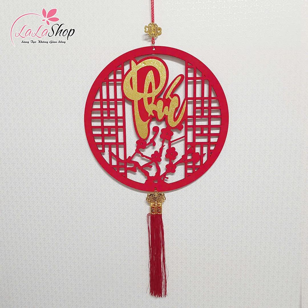Liễn 40cm nhung đỏ nhiều chữ phúc, lộc, thọ, tết treo cửa trang trí tết