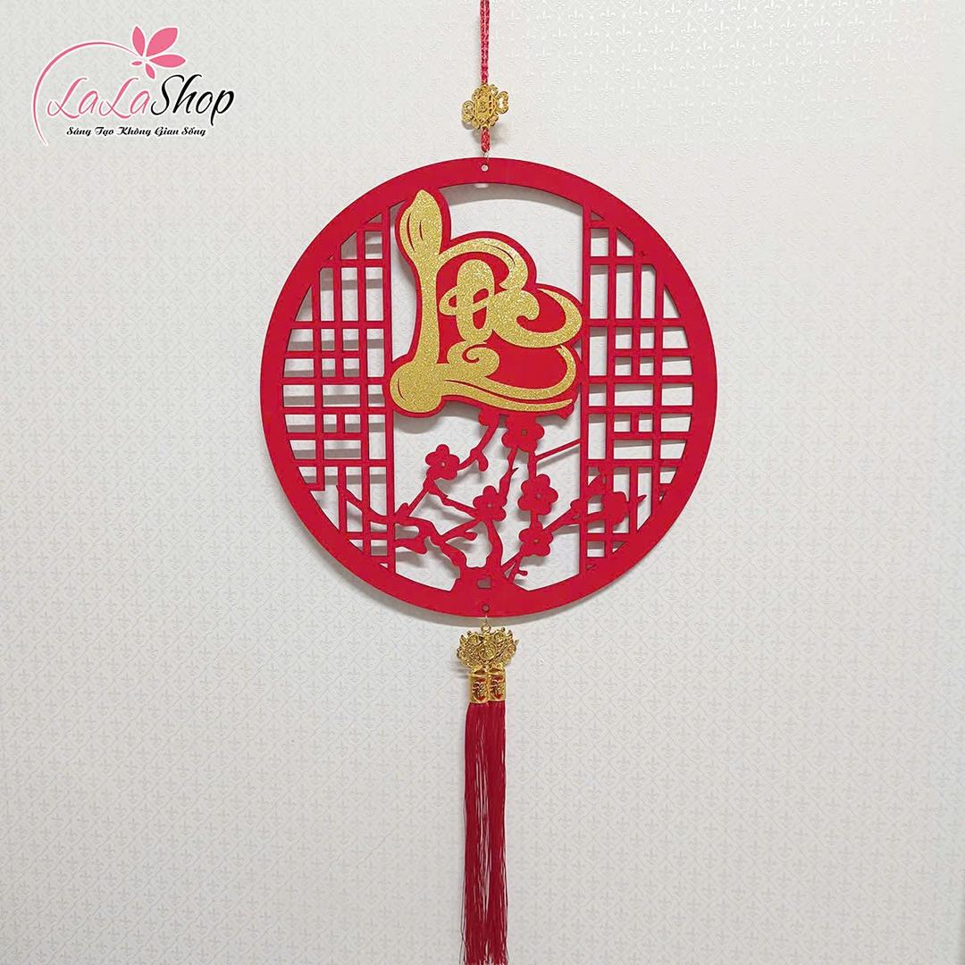 Liễn 40cm nhung đỏ nhiều chữ phúc, lộc, thọ, tết treo cửa trang trí tết