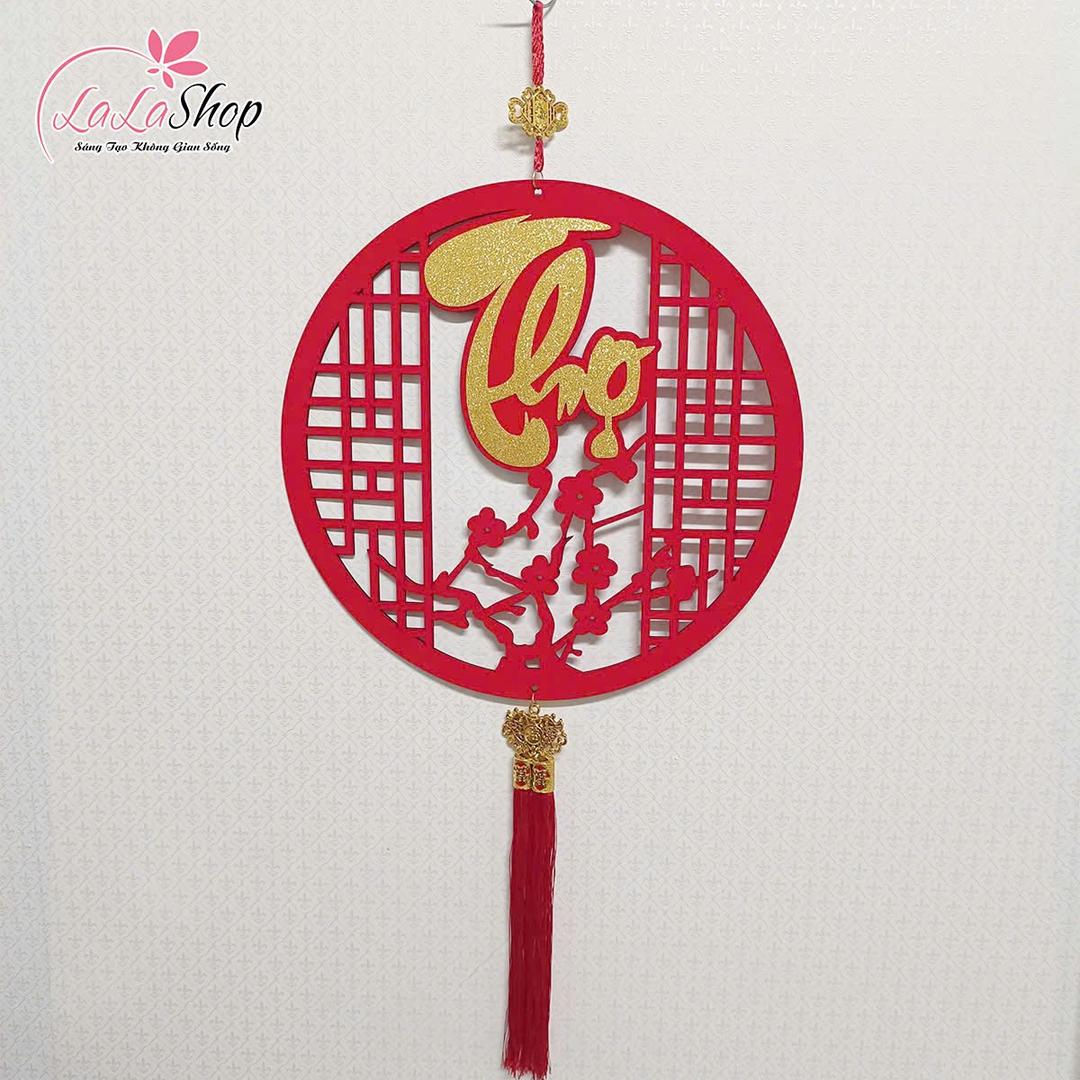 Liễn 40cm nhung đỏ nhiều chữ phúc, lộc, thọ, tết treo cửa trang trí tết