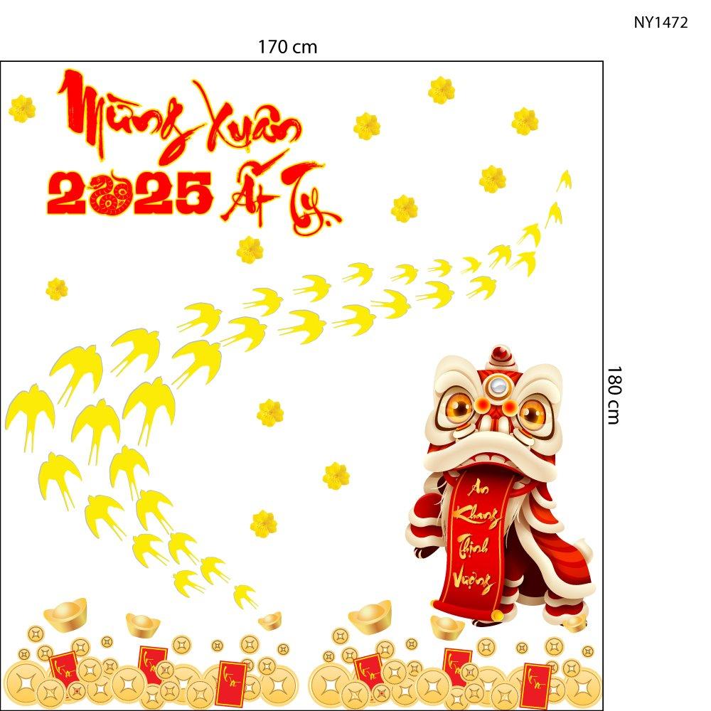 Combo decal trang trí tết Én Vàng Mừng Xuân Ất Tỵ 2025