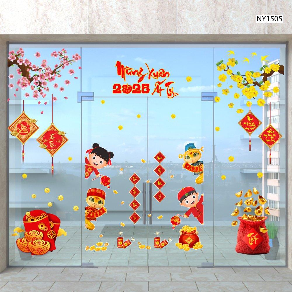 Combo Decal Trang Trí Tết Mừng Xuân Ất Tỵ 2025 Tấn Tài Tấn Lộc Vạn Sự Như Ý