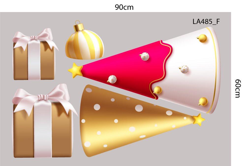 Combo Decal Trang Trí Noel Ông Già Noel Mang Túi Quà Và Những Cây Thông Sắc Màu
