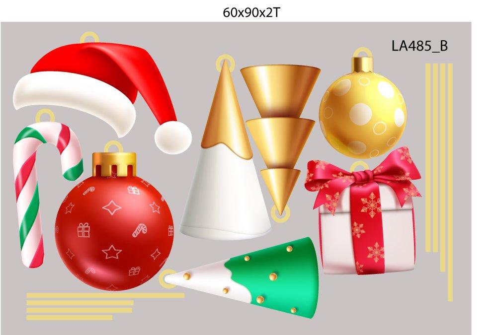 Combo Decal Trang Trí Noel Ông Già Noel Mang Túi Quà Và Những Cây Thông Sắc Màu