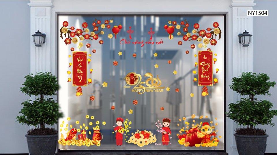 Combo Decal Trang Trí Tết Ất Tỵ An Khang Thịnh Vượng 2025