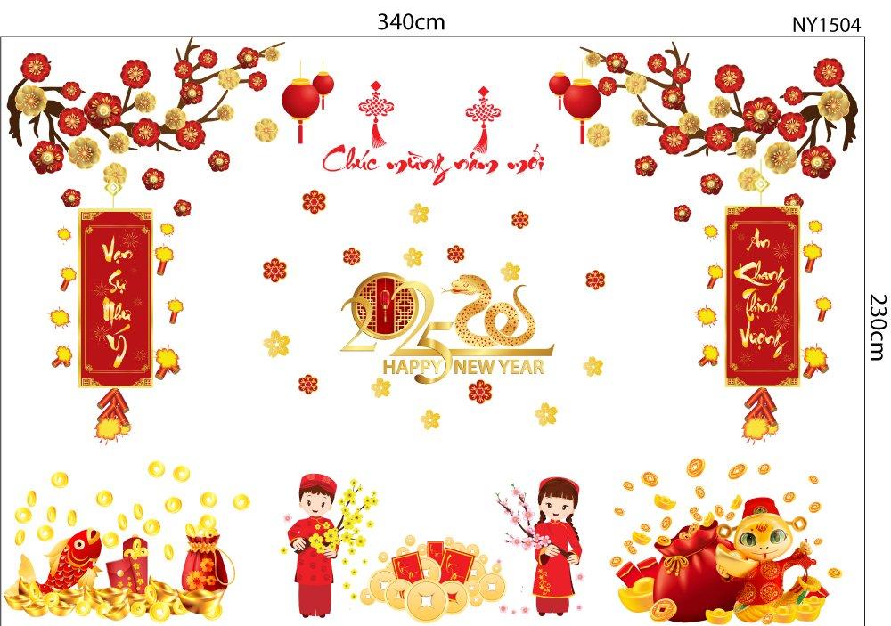 Combo Decal Trang Trí Tết Ất Tỵ An Khang Thịnh Vượng 2025