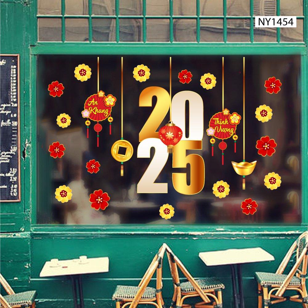 Decal trang trí tết dây treo tài lộc và đồng tiền may mắn 2025