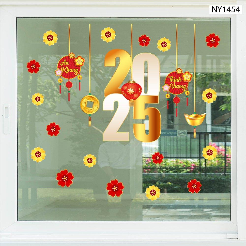 Decal trang trí tết dây treo tài lộc và đồng tiền may mắn 2025
