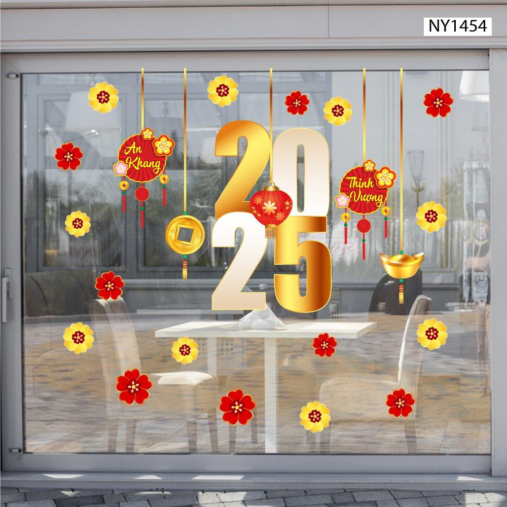 Decal trang trí tết dây treo tài lộc và đồng tiền may mắn 2025