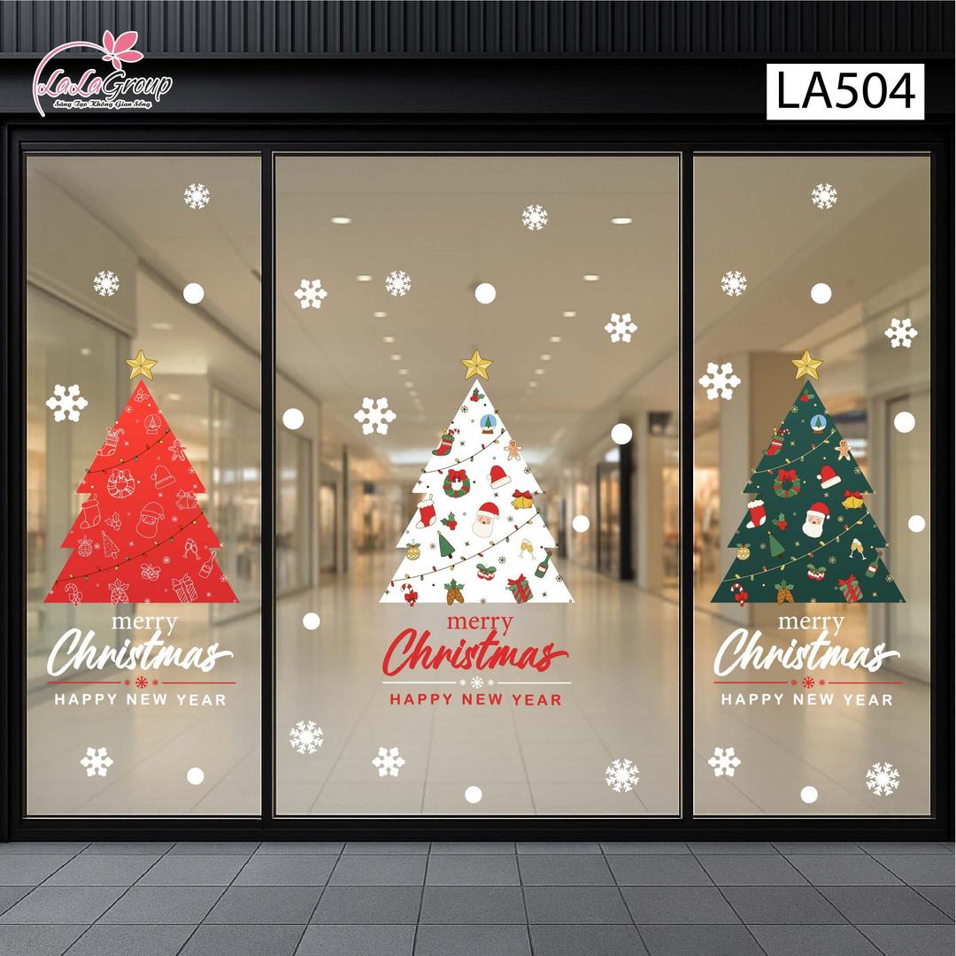Combo Decal Trang Trí Noel Những Cây Thông Lung Linh Sắc Màu