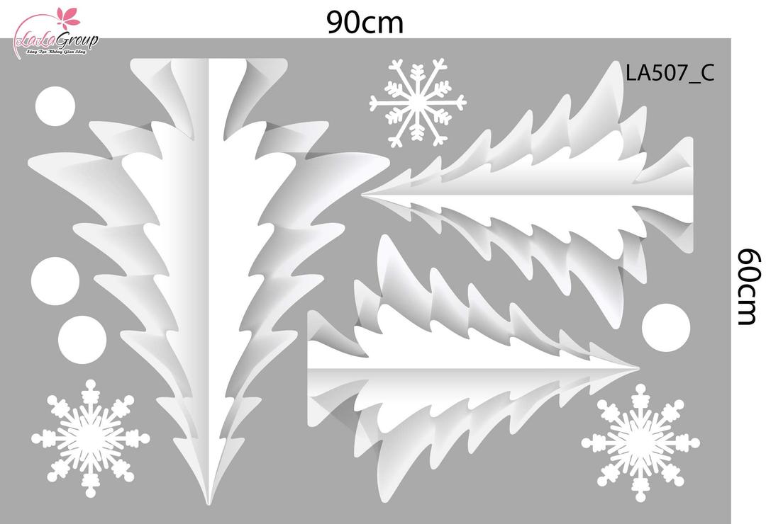 Combo Decal Trang Trí Noel Cây Thông Tuyết Và Những Quả Châu Pha Lê Xinh Xắn