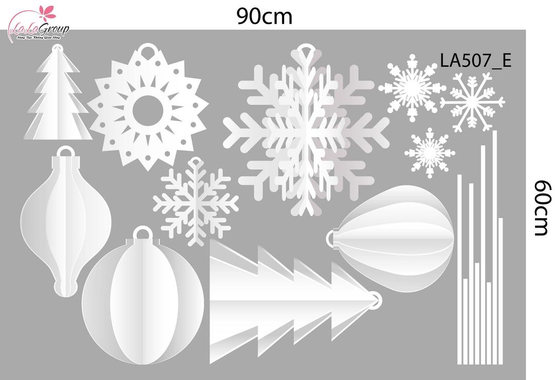 Combo Decal Trang Trí Noel Cây Thông Tuyết Và Những Quả Châu Pha Lê Xinh Xắn