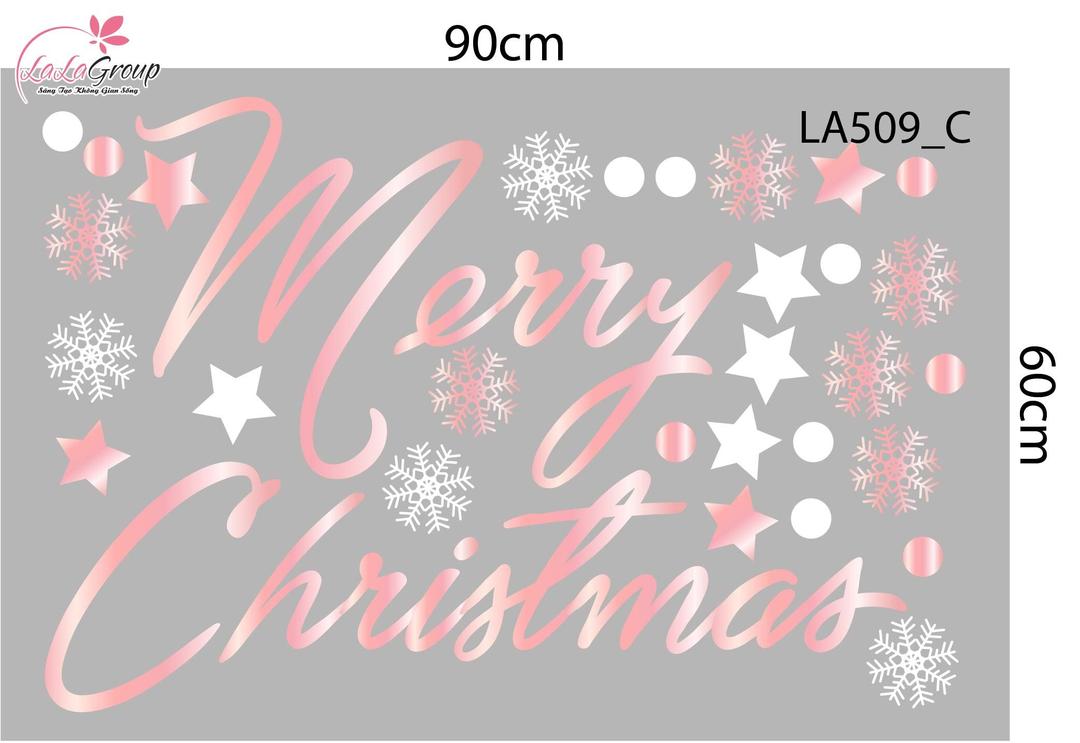 Combo Decal Trang Trí Noel Những Cây Thông Hồng Lung Linh Trong Tuyết