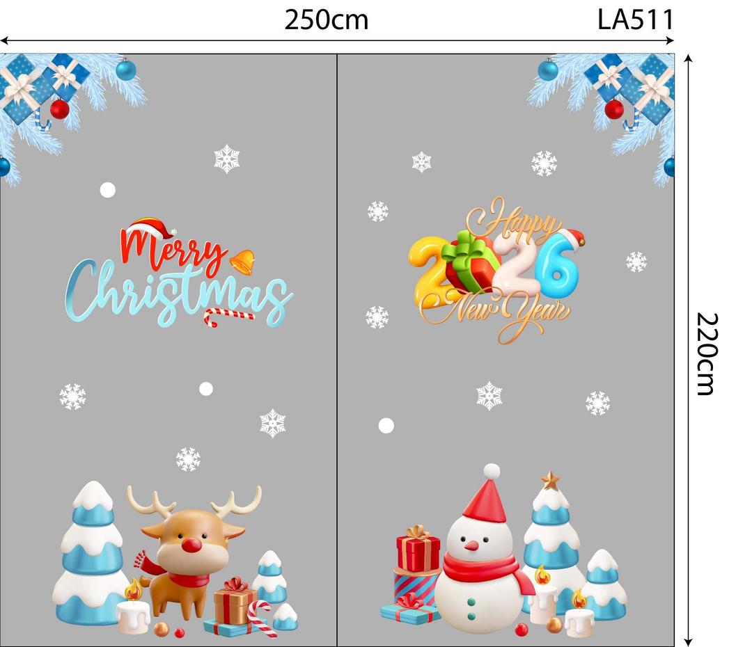 Combo Decal Trang Trí Noel Người Tuyết Và Tuần Lộc Cùng Những Phần Quà Xinh Xắn