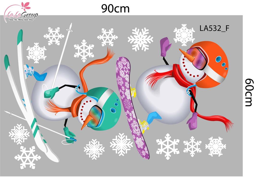 Combo Decal Trang Trí Noel Dây Treo Quả Cầu Thủy Tinh Và Cây Thông Xanh Mint