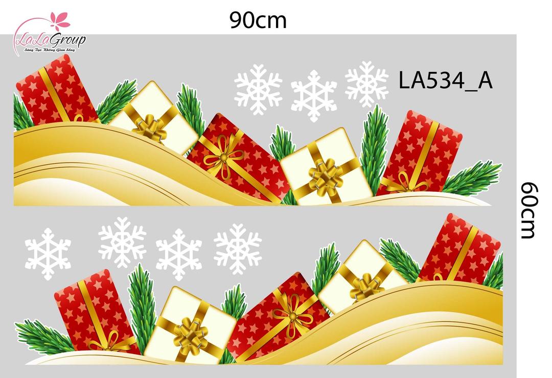 Combo Decal Trang Trí Noel Merry Christmas Ông Già Noel Và Chú Tuần Lộc Phát Quà