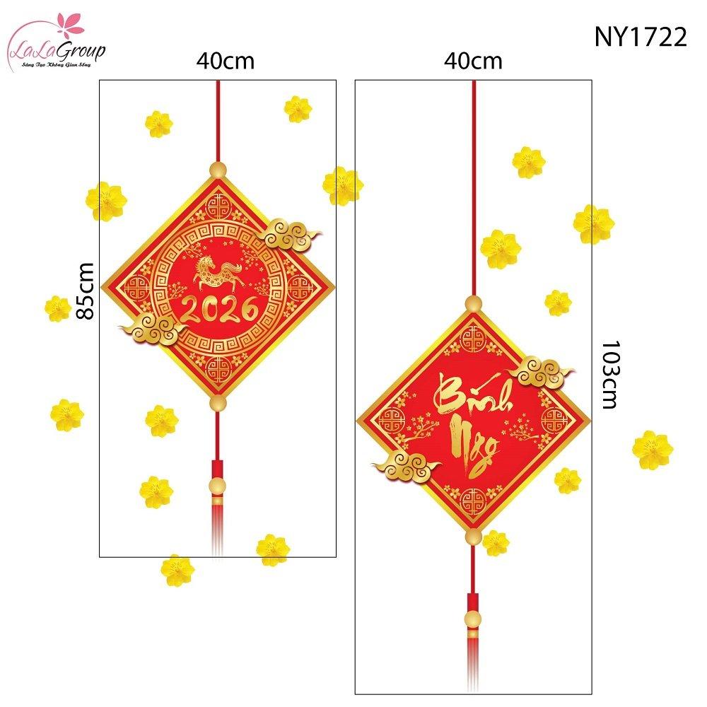 Decal Trang Trí Tết Lộc Treo May Mắn Và Hoa Mai Vàng 2026