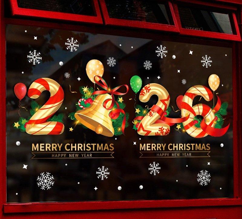 Combo 2 Tấm Decal Trang Trí Noel Ông Già Noel Và Đoàn Tàu 2026